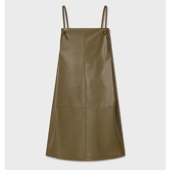 NANUSHKA Claire Vegan Leather Dress Olive Green {3N39} - Picture 6 of 6